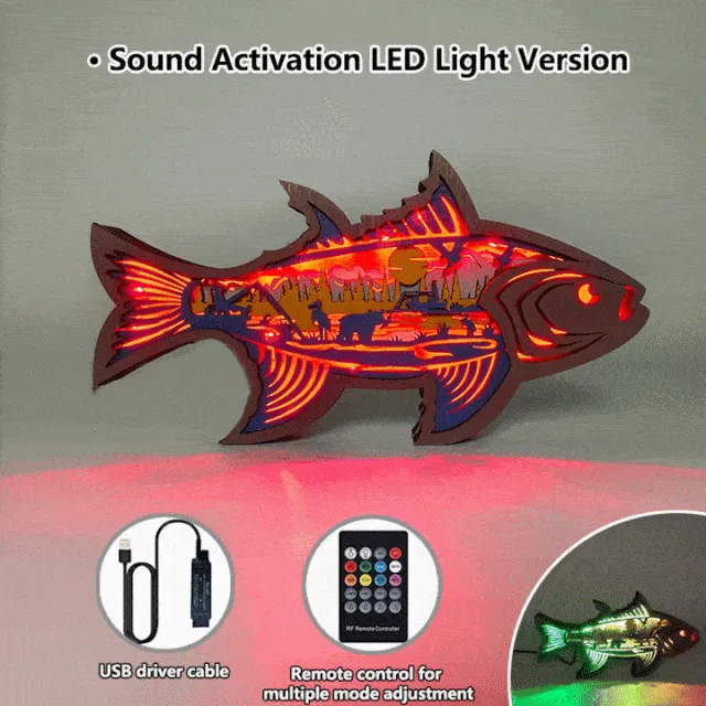 Crucian Carp Wooden Night Light, Adorable Interior Decoration, Gift for Fishing Lovers